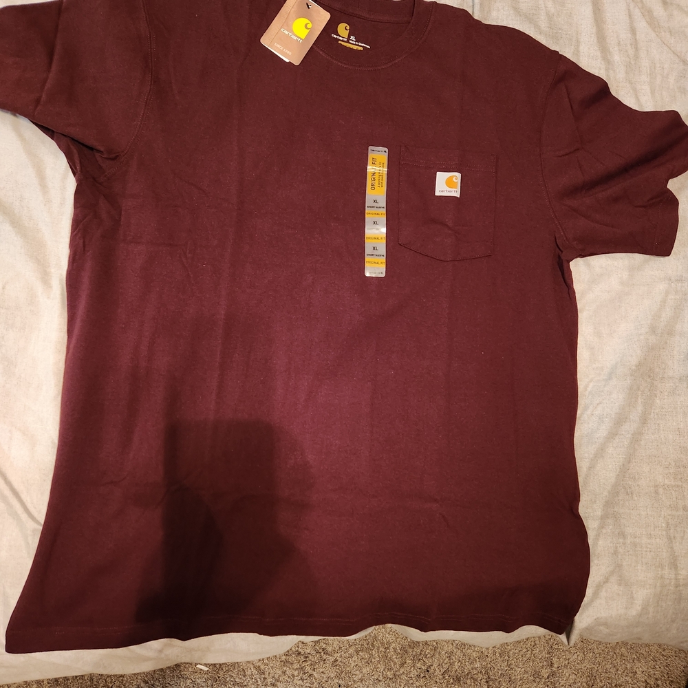Carhartt Men's Maroon Pocket T-Shirt - Picture 3 of 9